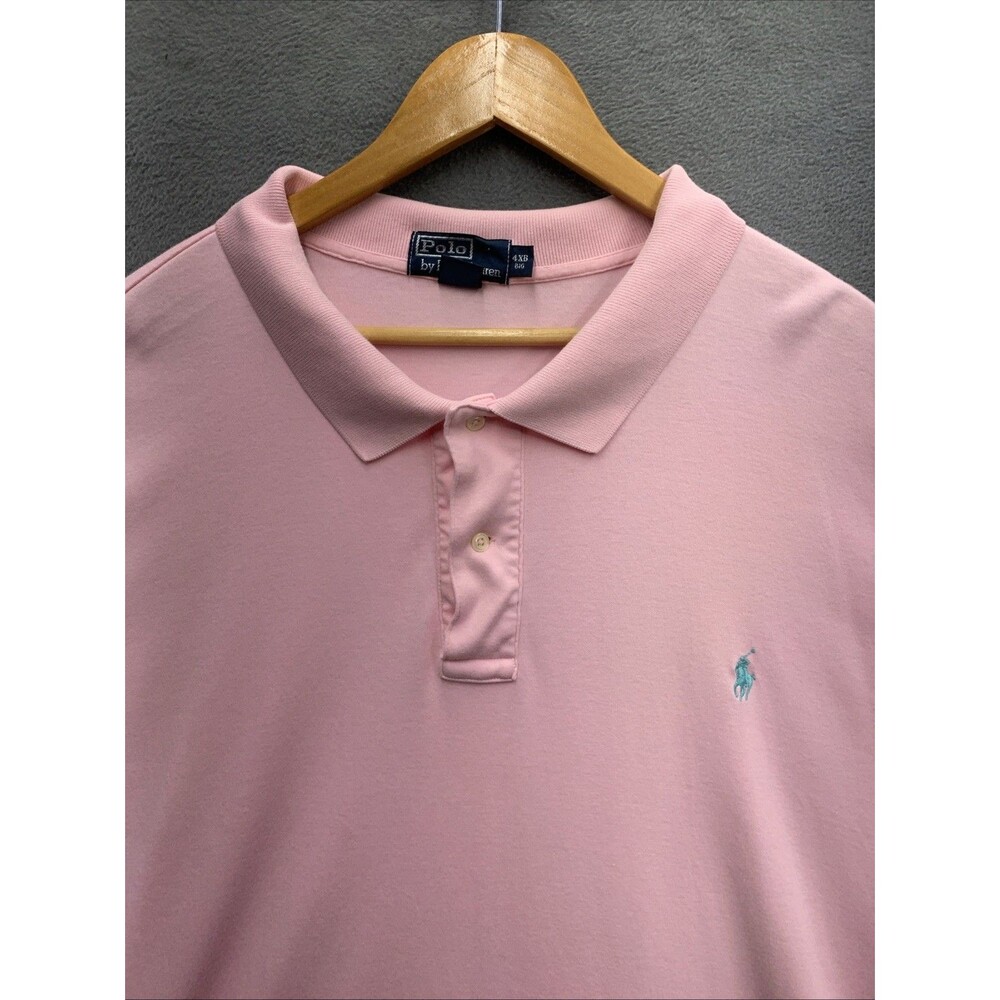 Vtg Polo Ralph Lauren Polo Shirt Mens Solid Pink Casual Size 4XB Big - Picture 8 of 13